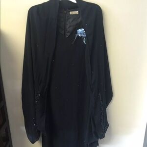 Long Party Dress in Navy, Beaded